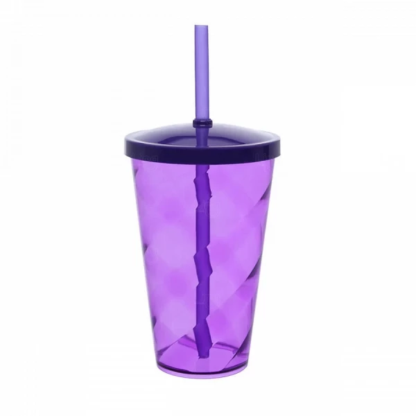 Copo C/ Tampa e Canudo Personalizado Twister - 550ml Roxo