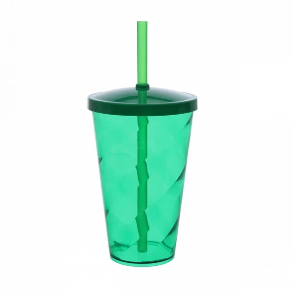 Copo C/ Tampa e Canudo Personalizado Twister - 550ml Verde Escuro