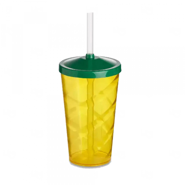 Copo C/ Tampa e Canudo Personalizado Twister - 550ml Amarelo