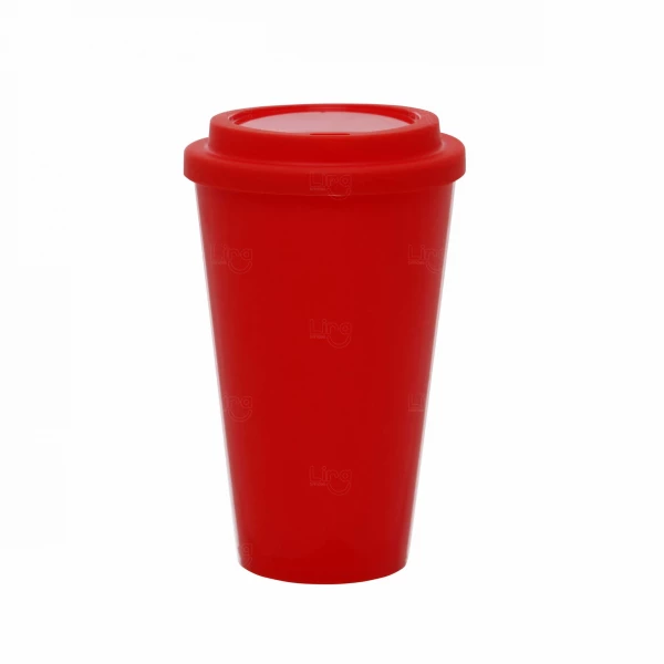 Copo Personalizado com Tampa In Mold Label - 550ml Vermelho