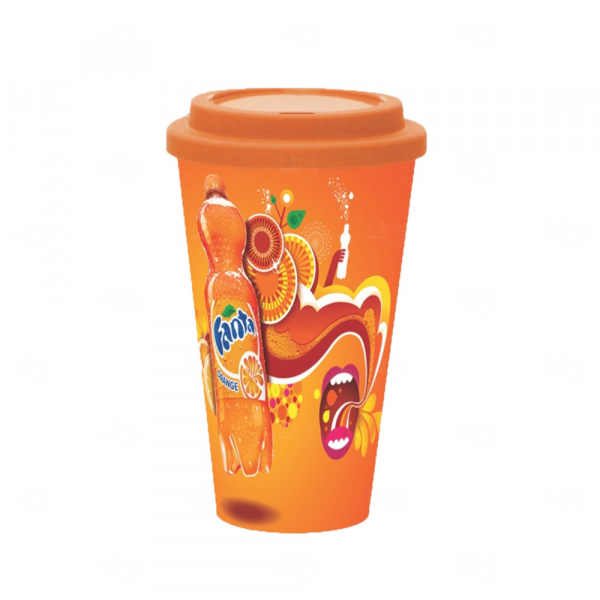 Copo Personalizado com Tampa In Mold Label - 550ml Laranja