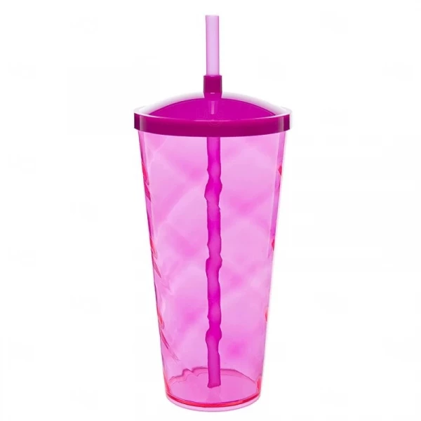 Copão C/ Canudo Personalizado - 1L (Leitoso ou Cristal) Rosa