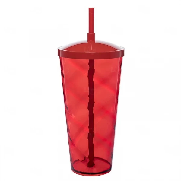 Copão C/ Canudo Personalizado - 1L (Leitoso ou Cristal) Vermelho