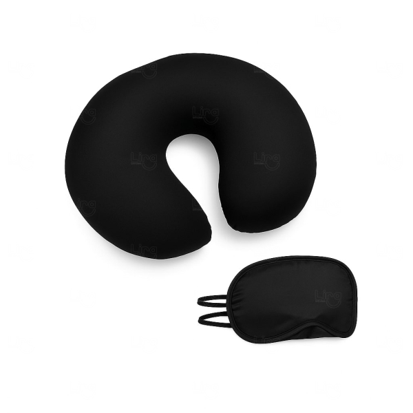 Kit Viagem com Almofada de Pescoço e Máscara Personalizado 