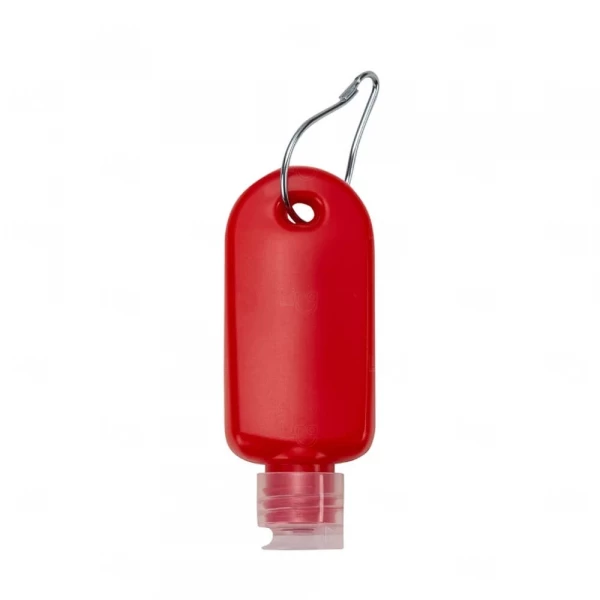 Frasco Plástico Com Mosquetão Personalizado - 40ml Vermelho