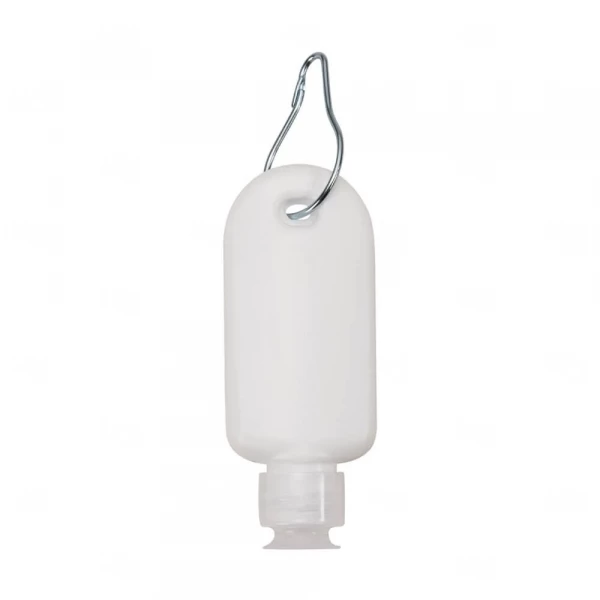 Frasco Plástico Com Mosquetão Personalizado - 40ml Branco