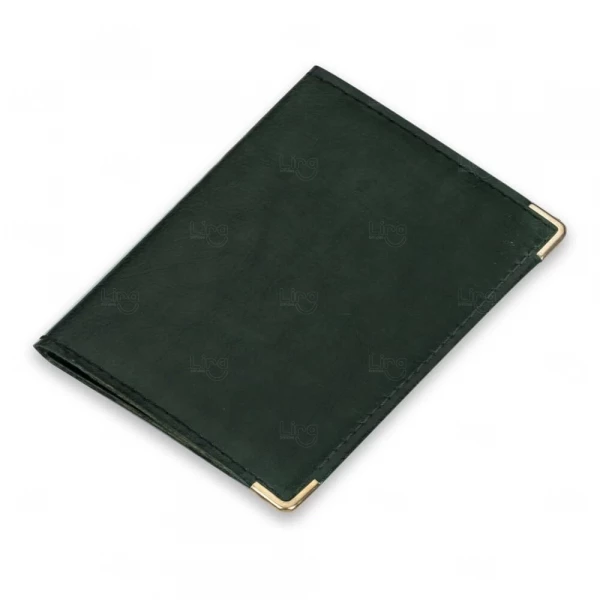 Porta Documento em Couro Sintético Personalizado - 12,2 x 17,7 cm Verde Escuro
