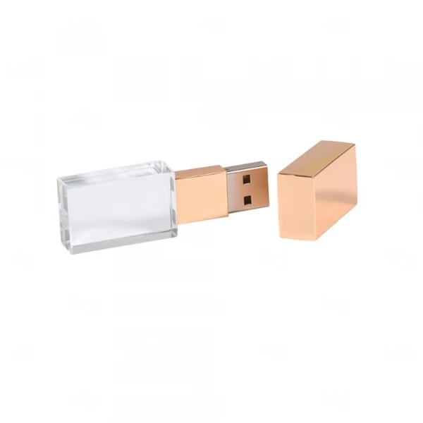 Pen Drive Personalizado De Vidro - 64GB Dourado