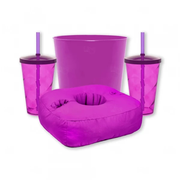 Kit Cinema Pipoca  Personalizado - 4 Peças Roxo