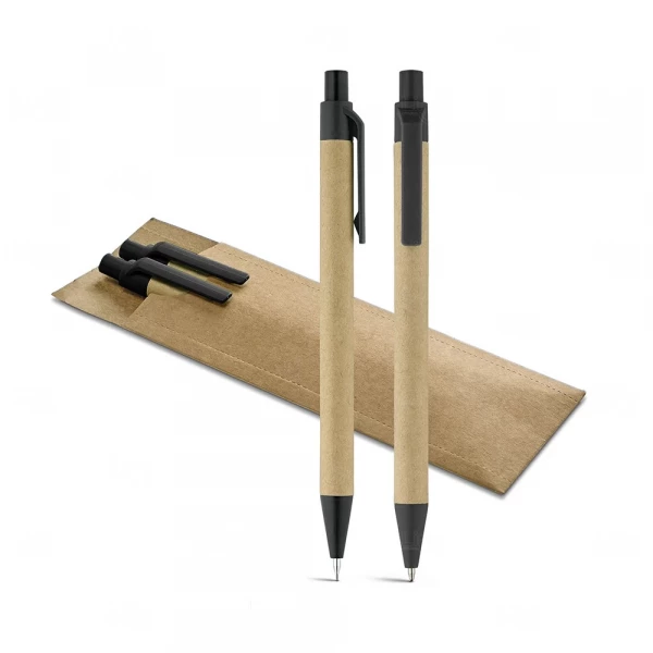 Conjunto de caneta e lapiseira em Kraft Personalizado Preto