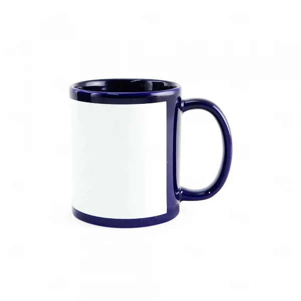 Caneca de Cerâmica c/ Tarja Personalizada - 325ml Azul Escuro