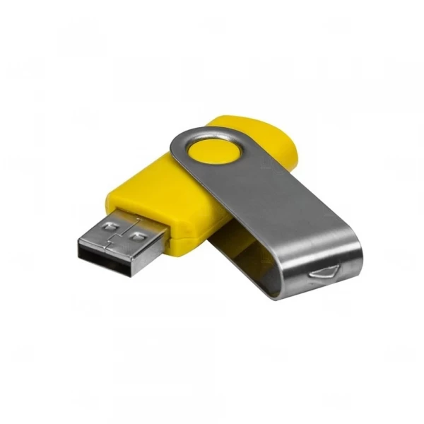 Pen Drive Personalizado e Com Tampa Giratória - 32GB Amarelo