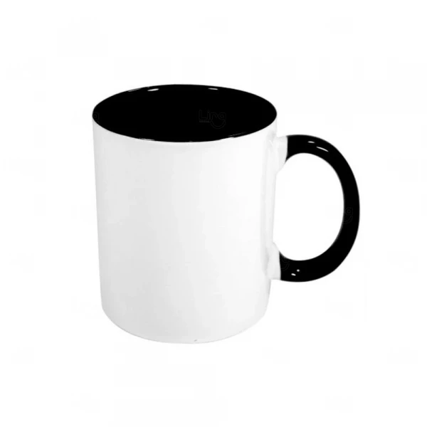 Caneca de Cerâmica Fundo Colorido Personalizada - 325ml Preto e Branco