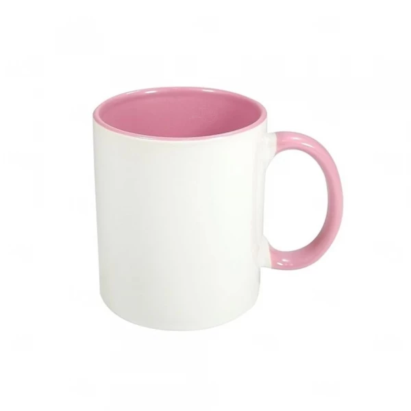 Caneca de Cerâmica Fundo Colorido Personalizada - 325ml Rosa Claro