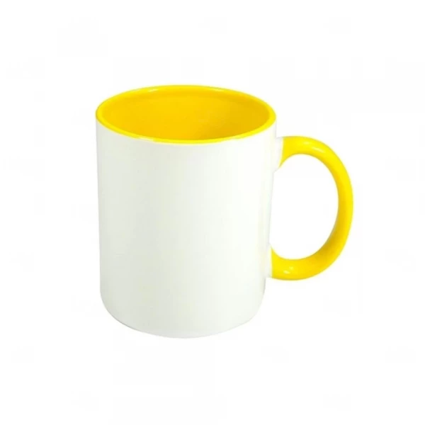 Caneca de Cerâmica Fundo Colorido Personalizada - 325ml Amarelo