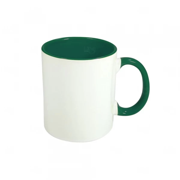 Caneca de Cerâmica Fundo Colorido Personalizada - 325ml Verde Escuro