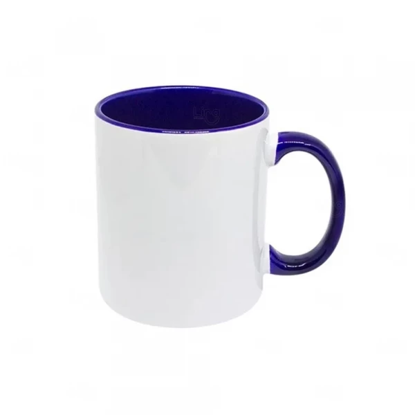 Caneca de Cerâmica Fundo Colorido Personalizada - 325ml Azul Escuro