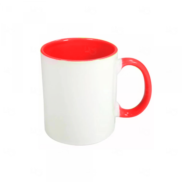 Caneca de Cerâmica Fundo Colorido Personalizada - 325ml Vermelho