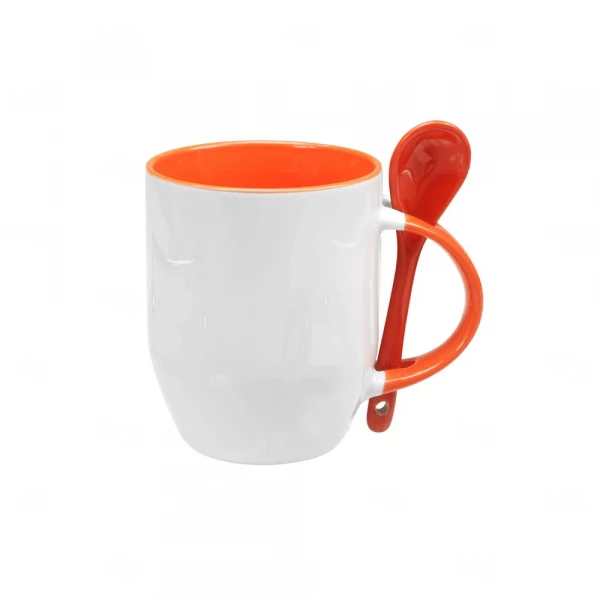 Caneca c/ Colher Personalizada - 325ml Laranja