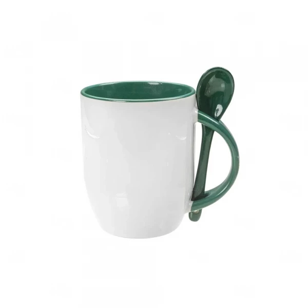 Caneca c/ Colher Personalizada - 325ml Verde Escuro