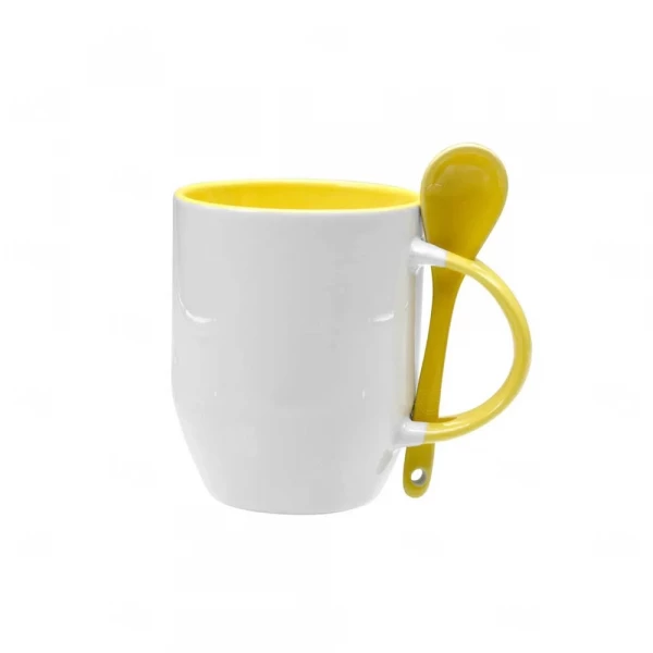 Caneca c/ Colher Personalizada - 325ml Amarelo