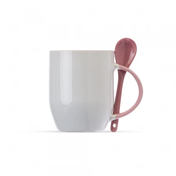 Caneca c/ Colher Personalizada - 325ml Rosa Claro