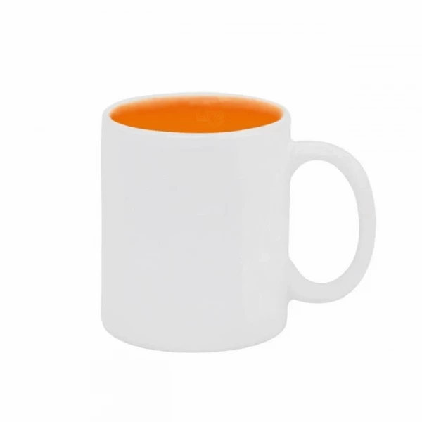 Caneca de Cerâmica com Fundo Colorido Personalizada - 325ml Laranja