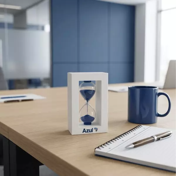 Ampulheta Personalizada de Madeira e Vidro