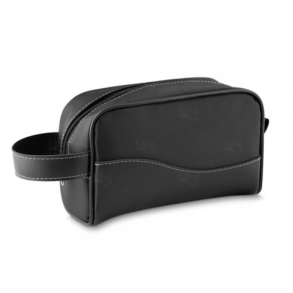Nécessaire Personalizada de Couro Sintético e Nylon Preto