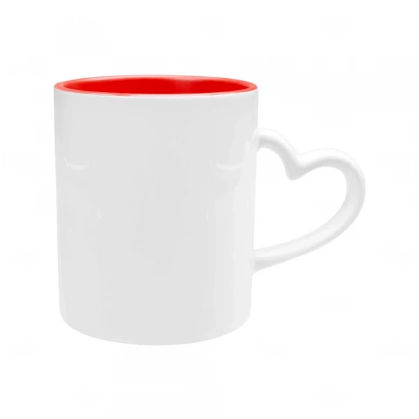 Caneca com Alça de Coração Interior Colorida 325ml Personalizada