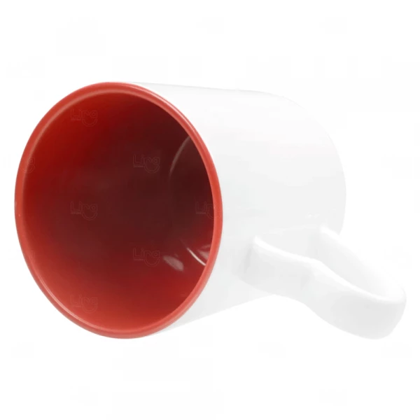 Caneca com Alça de Coração Interior Colorida 325ml Personalizada 