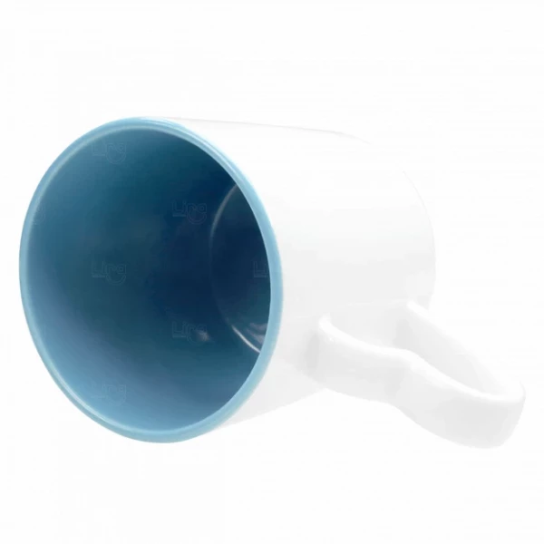 Caneca com Alça de Coração Interior Colorida 325ml Personalizada 