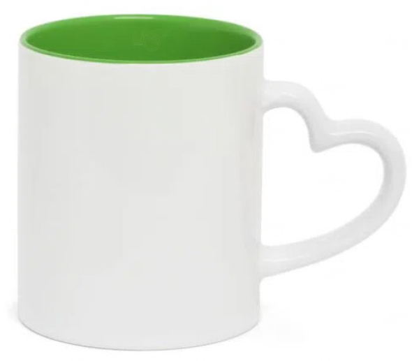 Caneca com Alça de Coração Interior Colorida 325ml Personalizada 