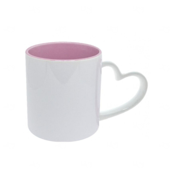 Caneca com Alça de Coração Interior Colorida 325ml Personalizada 