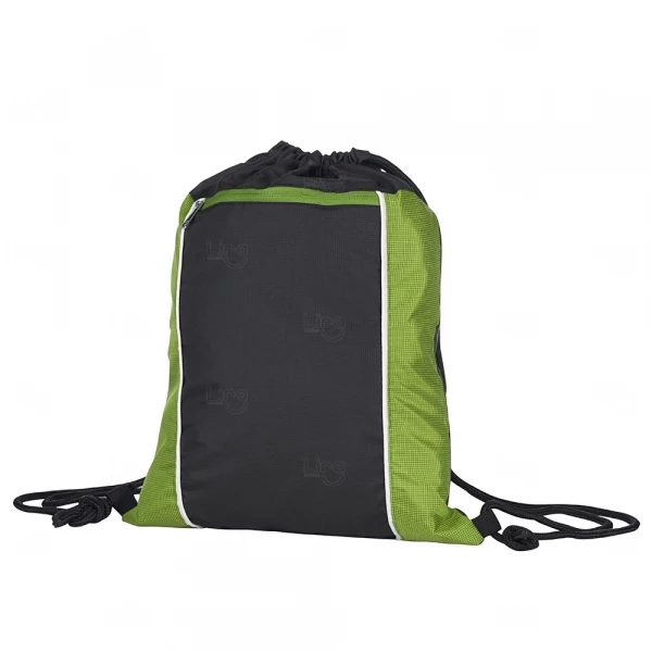 Mochila Saco Personalizada Impermeável - 43,5 x 33,7 cm Verde e Preto