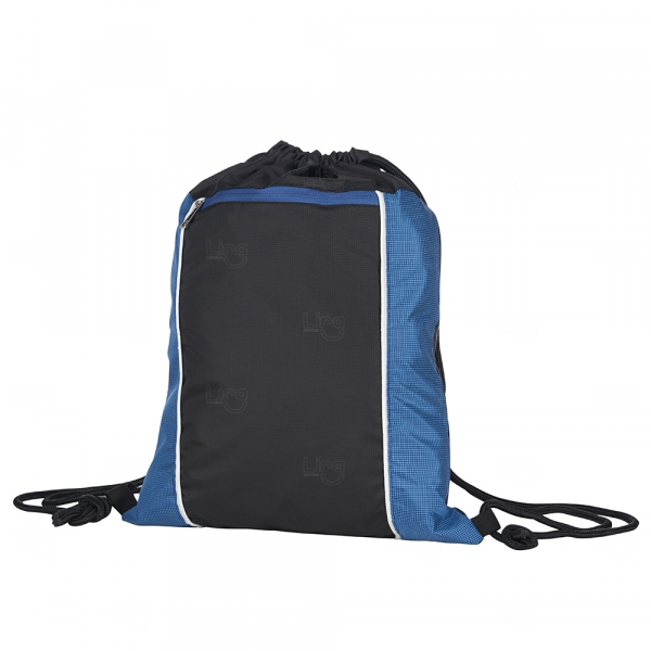 Mochila Saco Personalizada Impermeável - 43,5 x 33,7 cm Azul e Preto