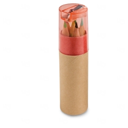 Caixa de cartão personalizada com 6 mini lápis de cor Vermelho