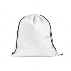 Sacola personalizada tipo mochila em tecido rPET Branco