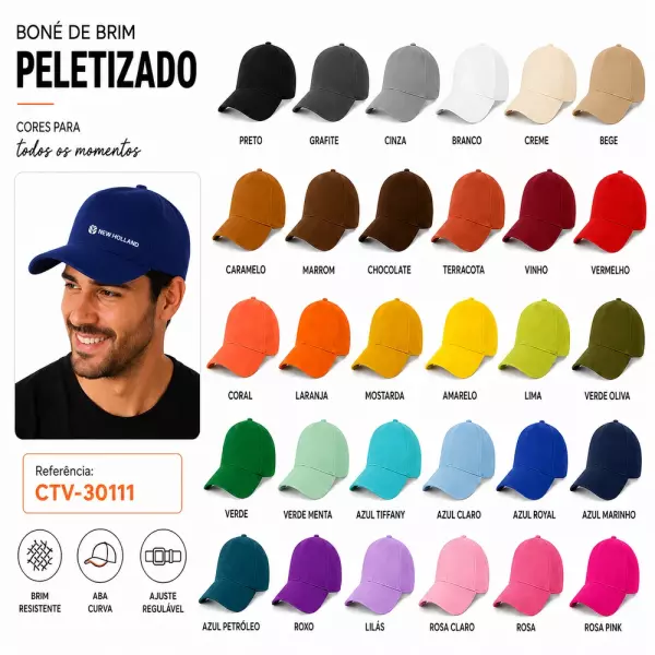 Boné de Brim Peletizado Personalizado 