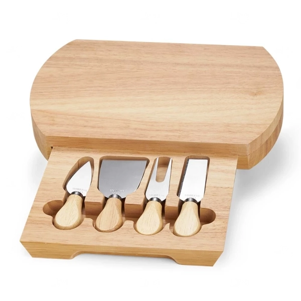 Kit Queijo 5 Peças com Tábua e Gaveta Personalizado 