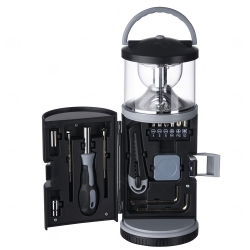 Lanterna Personalizada com Kit Ferramentas 15 Peças Preto