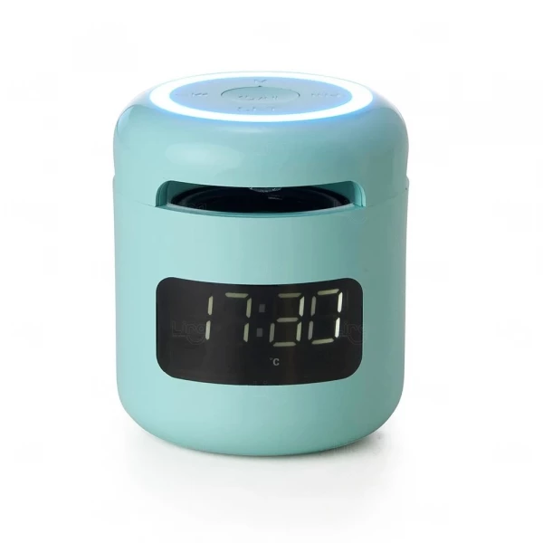 Caixa de Som Multimídia personalizada com Relógio Azul