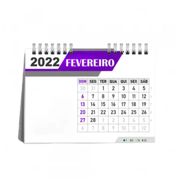 Calendario Personaliado 14 ou 7 Lâminas Roxo