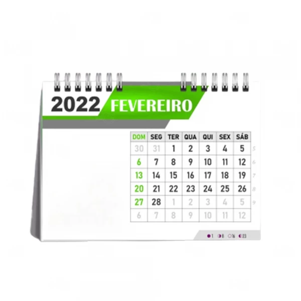 Calendario Personaliado 14 ou 7 Lâminas Verde