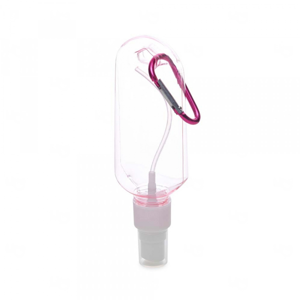 Frasco Plástico Personalizado com Mosquetão -  100ml Rosa
