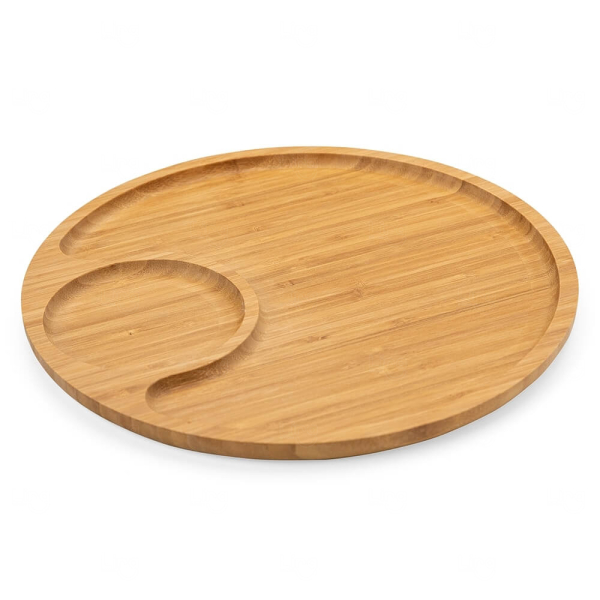 Petisqueira de Bambu 32cm com Divisória Personalizada