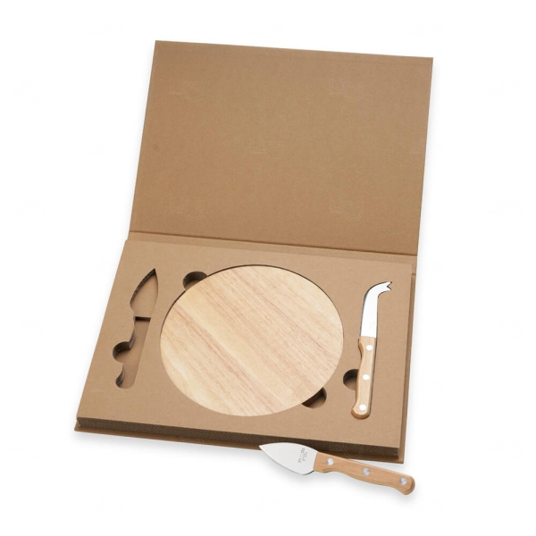 Kit Queijo 3 Peças com Estojo Kraft Personalizado 