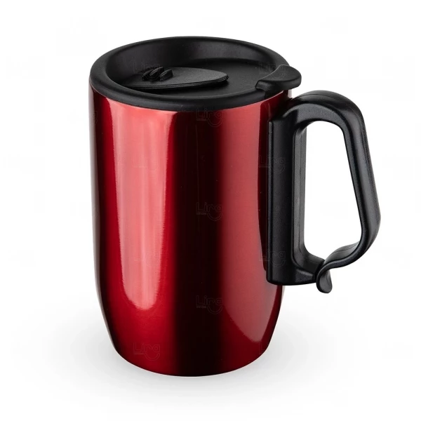 Caneca Inox Parede Dupla Personalizada - 350ml Vermelho