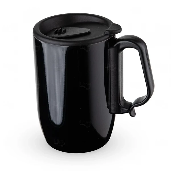 Caneca Inox Parede Dupla Personalizada - 350ml Preto