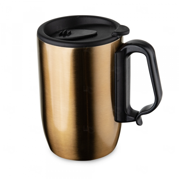 Caneca Inox Parede Dupla Personalizada - 350ml Cobre